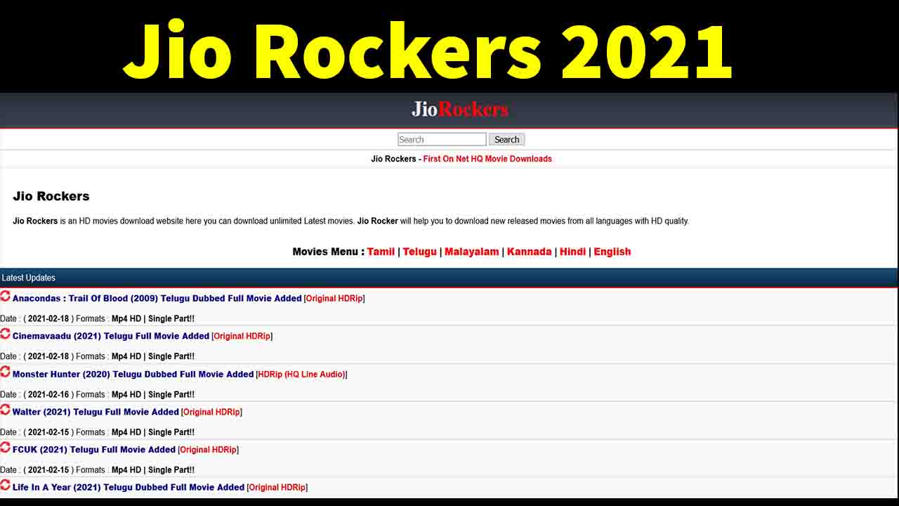 Jio rockers – Tamil Movies Downloads and watch Online movies