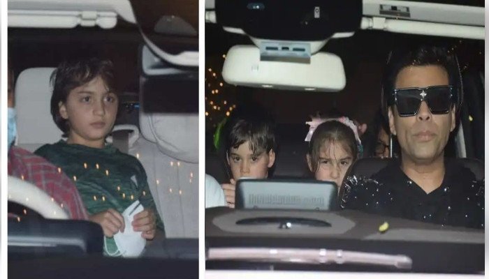 Karan Johar with his kids, AbRam Khan and others attend Rani Mukerji's daughter Adira Chopra's 6th birthday bash