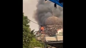 Dome of mosque in Indonesia collapses in massive fire