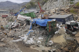Massive Landslide Near Pakistan's Khyber Pass Traps Dozens of Trucks